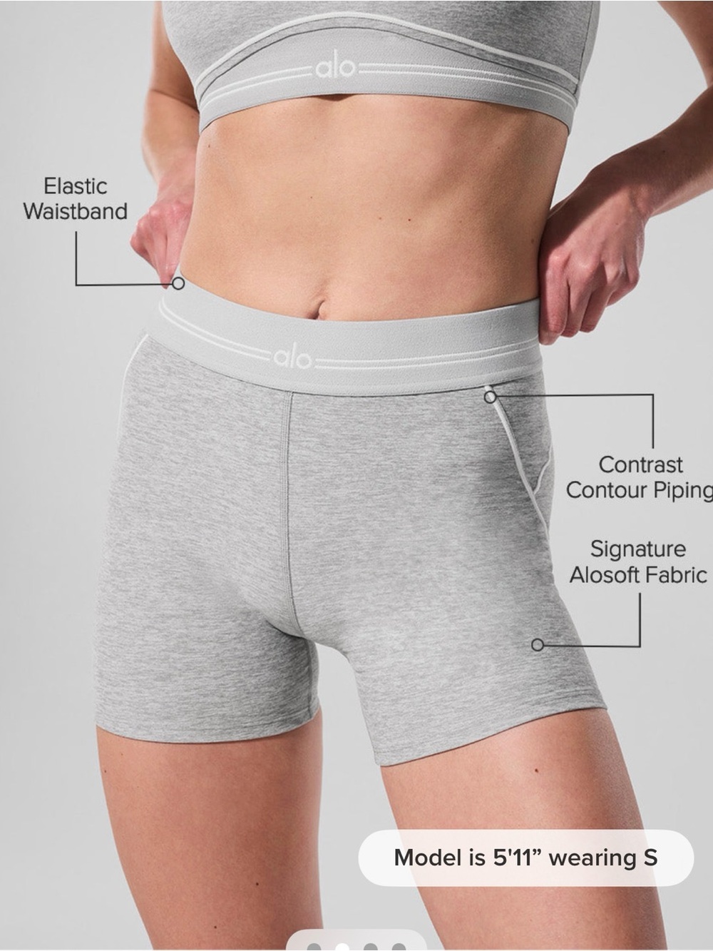 4" Alosoft High-Waist Heart Throb Short - Athletic
Heather Grey/White XS